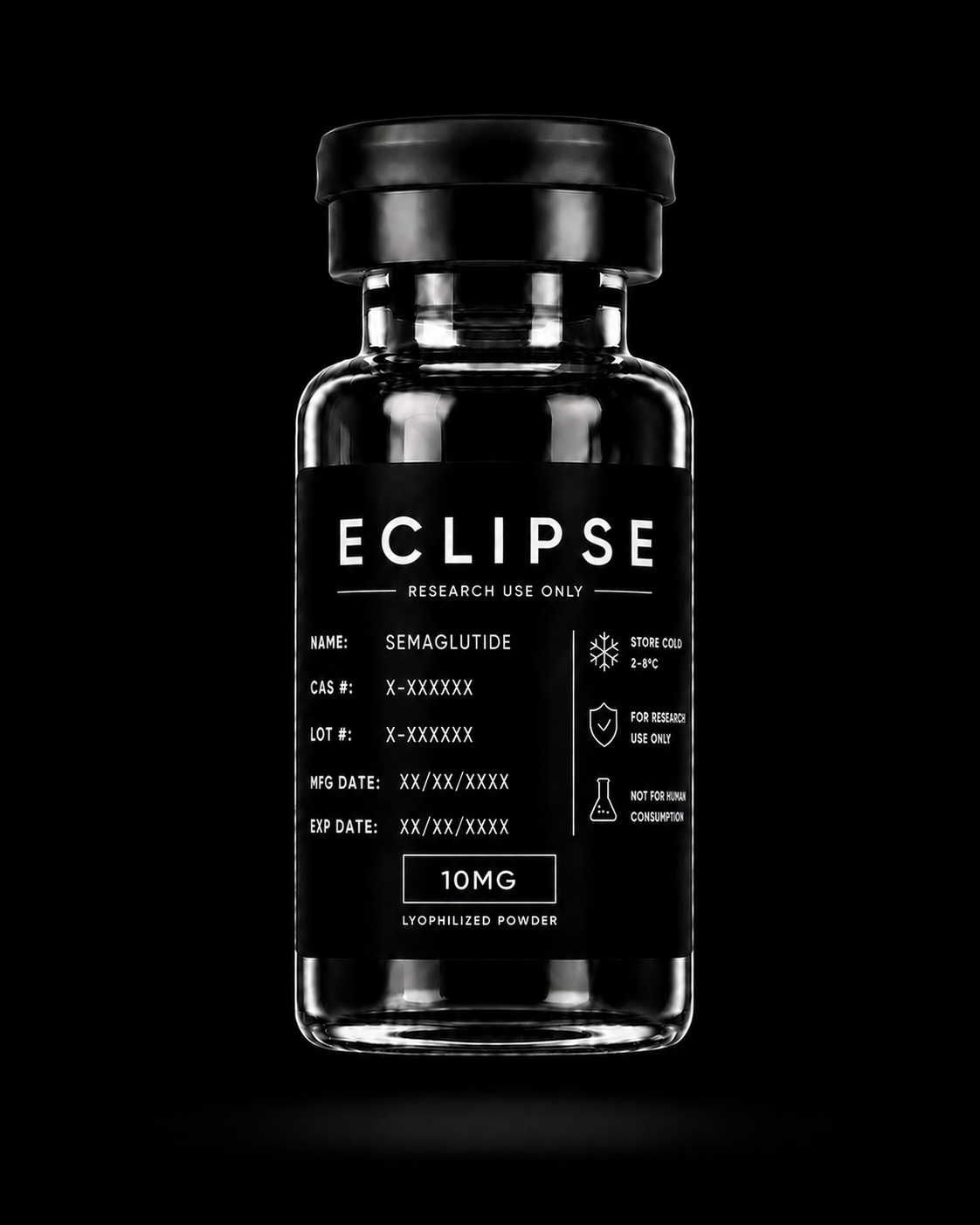 Eclipse Peptides SM-GLP-1 10mg lyophilized research vial — 99.5% purity, CAS 910463-68-2