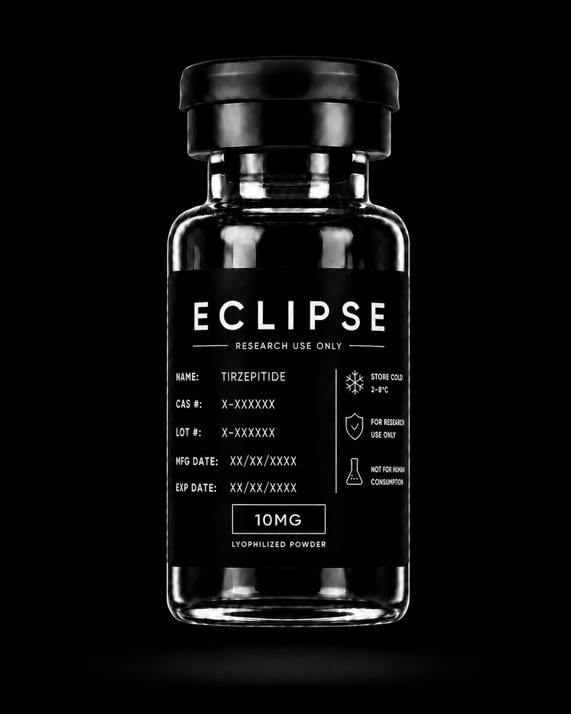 Eclipse Peptides TZ-GLP-2 10mg lyophilized research vial — 99.6% purity, CAS 2023788-19-2